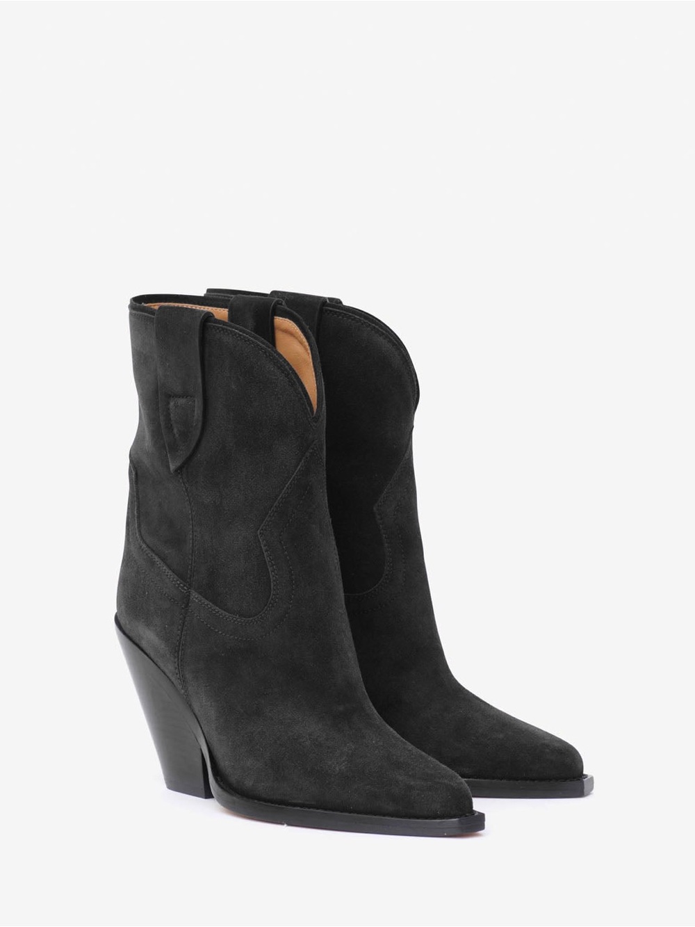 Isabel Marant Black Western Suede Calf Skin Western Cowboy Cowgirl Ankle Boots